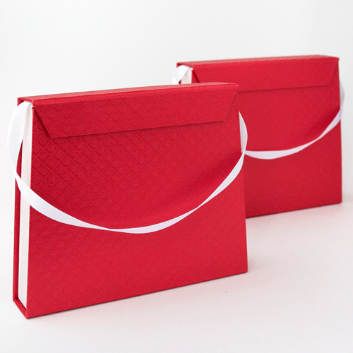 Футляр-сумочка картонный, серия "ВАЛЕНТИНА", 155х130х30 мм. Красный+Белый