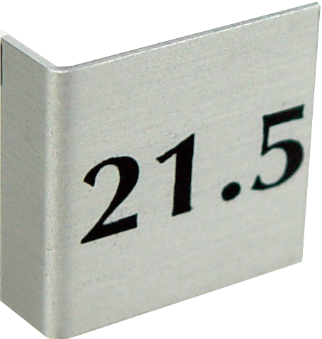 Набор из 19 металлических табличек РАЗМЕР КОЛЬЦА (№15-24, через 0,5)/загиб слева (15х15х6,5 мм). Золотистый
