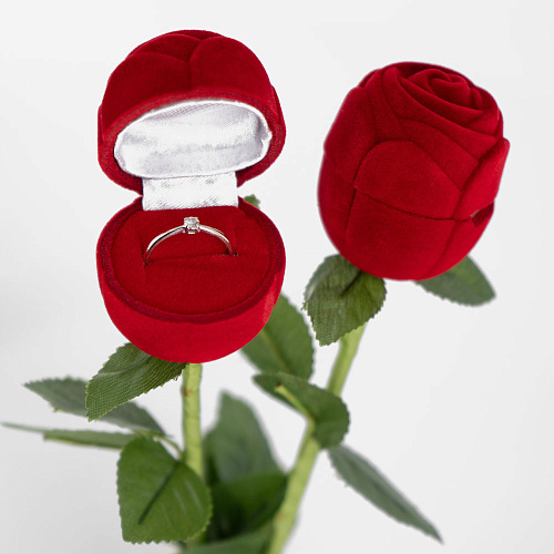  Футляр роза малая на стебле, серия "Романтика". Красный