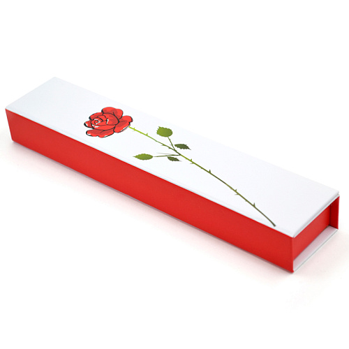  Футляр картонный, серия "ФЛОРА", 222х55х30мм. Белый+Красный