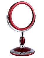 Зеркало круглое металлическое двустороннее на круглой подставке, одна сторона с увеличением (d-150 mm), Н-260 мм.