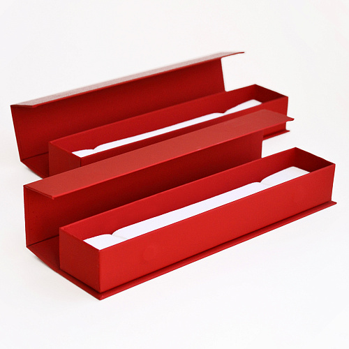 Футляр картонный с перекидной крышкой, серия "МАРК", 200х40х30 мм. Красный
