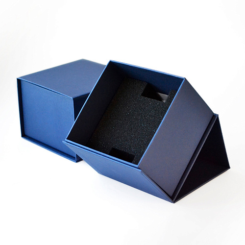 Футляр картонный с перекидной крышкой, серия "МАРК.СТАНДАРТ", 100х100х75 мм. Тёмно-синий
