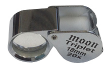 Лупа-триплет 20х круглая серебристая, d-18 мм