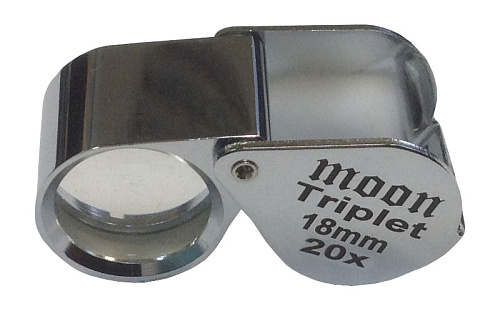 Лупа-триплет 20х круглая серебристая, d-18 мм.