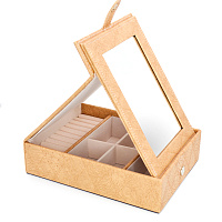 Шкатулка КОФЕЙНАЯ для украшений с зеркалом 