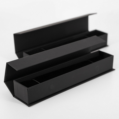 Футляр картонный с перекидной крышкой, серия "МАРК", 200х40х30 мм. Чёрный