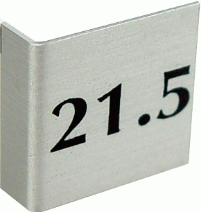 Набор из 19 металлических табличек РАЗМЕР КОЛЬЦА (№15-24, через 0,5)/загиб слева (15х15х6,5 мм)