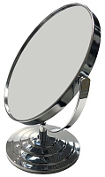 Зеркало СЕРЕБРИСТОЕ металлическое круглое двустороннее, d-175мм, Н-260 мм