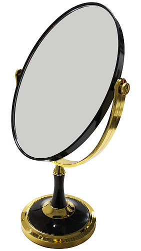 Зеркало ЧЁРНО-ЗОЛОТИСТОЕ пластиковое овальное, двустороннее, Н-305 мм.