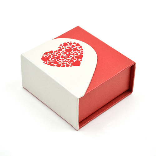  Футляр картонный, серия "Амур", 65х65х35мм. Белый+Красный