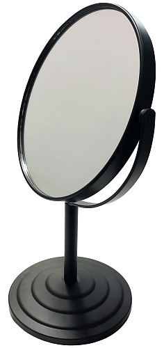 Зеркало ЧЁРНОЕ металлическое круглое двустороннее, d-170мм, Н-305мм.