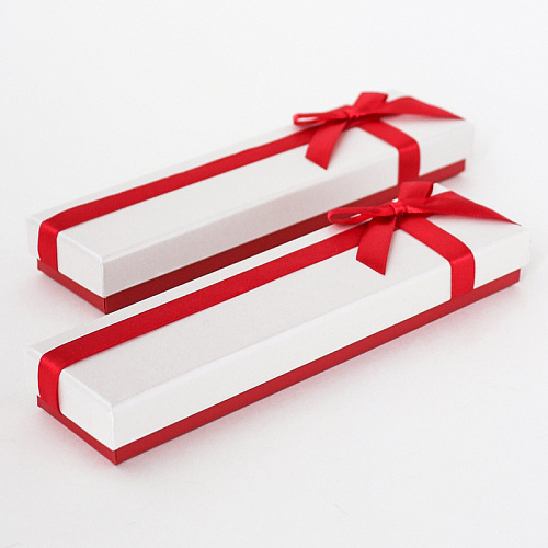 Футляр картонный с атласной лентой, серия "РАФАЭЛЛО". Белый+Красный